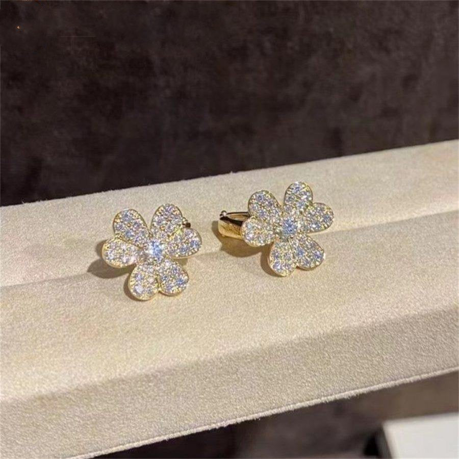 ⭐Miroze FRIVOLE GOLD FLOWER DIAMOND EARRINGS
