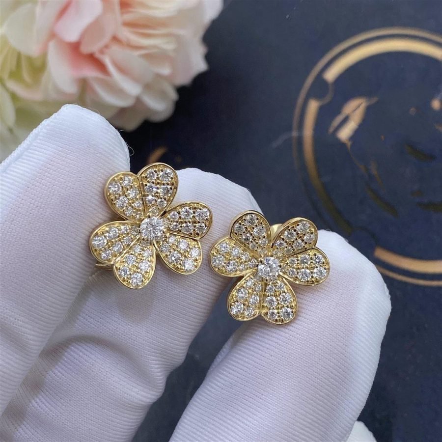 ⭐Miroze FRIVOLE GOLD FLOWER DIAMOND EARRINGS