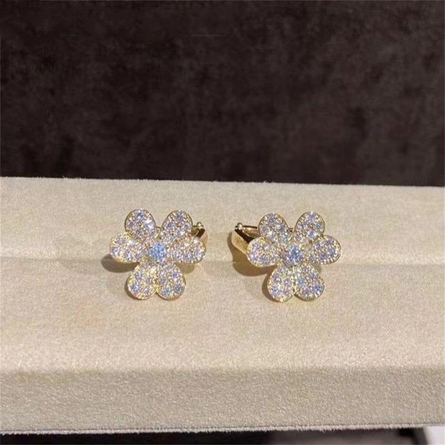 ⭐Miroze FRIVOLE GOLD FLOWER DIAMOND EARRINGS