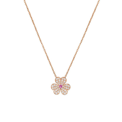 [⭐Miroze]FRIVOLE ROSE GOLD FLOWER DIAMOND NECKLACE