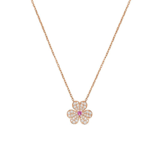 [⭐Miroze]FRIVOLE ROSE GOLD FLOWER DIAMOND NECKLACE