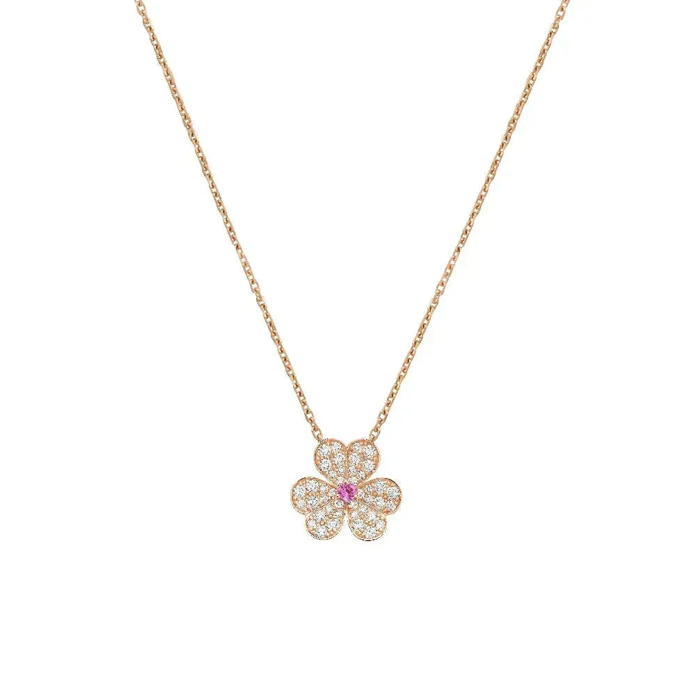 ⭐Miroze FRIVOLE ROSE GOLD FLOWER DIAMOND NECKLACE
