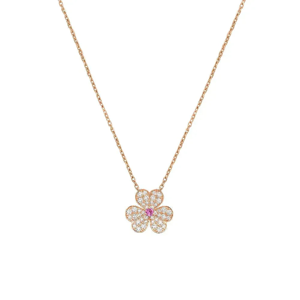 ⭐Miroze FRIVOLE ROSE GOLD FLOWER DIAMOND NECKLACE