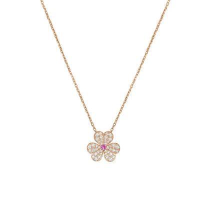 [⭐Miroze]FRIVOLE ROSE GOLD FLOWER DIAMOND NECKLACE