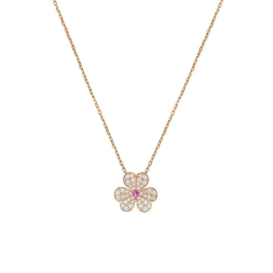[⭐Miroze]FRIVOLE ROSE GOLD FLOWER DIAMOND NECKLACE
