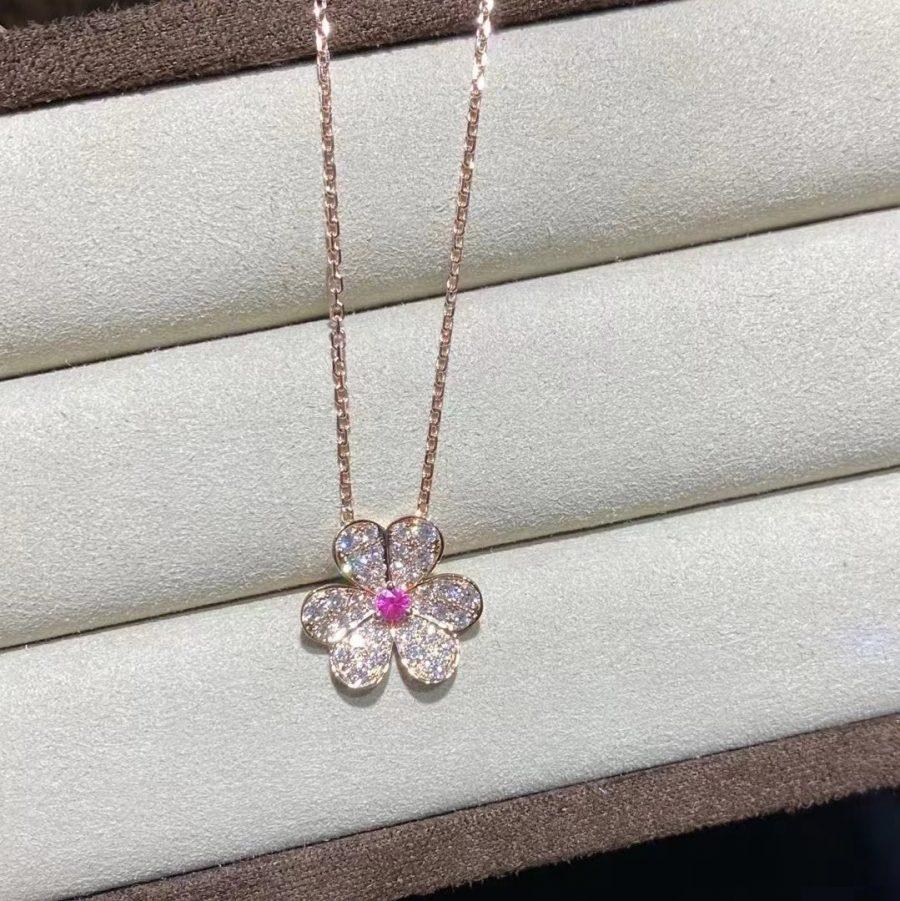 ⭐Miroze FRIVOLE ROSE GOLD FLOWER DIAMOND NECKLACE