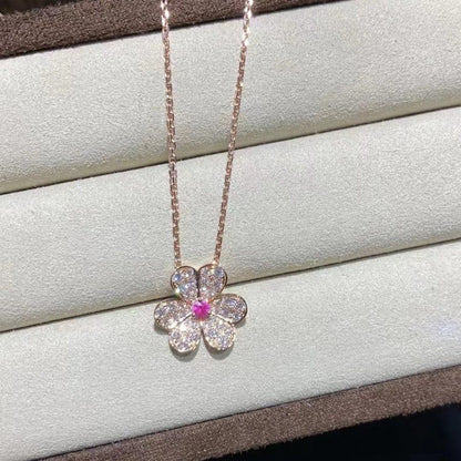[⭐Miroze]FRIVOLE ROSE GOLD FLOWER DIAMOND NECKLACE
