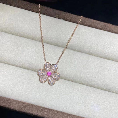 [⭐Miroze]FRIVOLE ROSE GOLD FLOWER DIAMOND NECKLACE