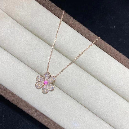 [⭐Miroze]FRIVOLE ROSE GOLD FLOWER DIAMOND NECKLACE