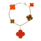 ⭐Miroze CLOVER BRACELET 5 MOTIFS CARNELIAN TIGER EYE