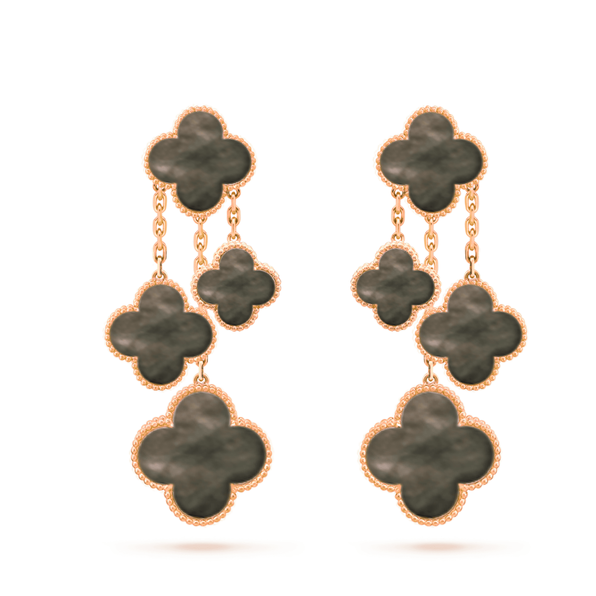 [⭐Miroze] CLOVER EARRINGS DARK MOP 4 MOTIFS ROSE GOLD