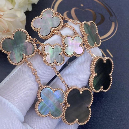 [⭐Miroze] CLOVER EARRINGS DARK MOP 4 MOTIFS ROSE GOLD