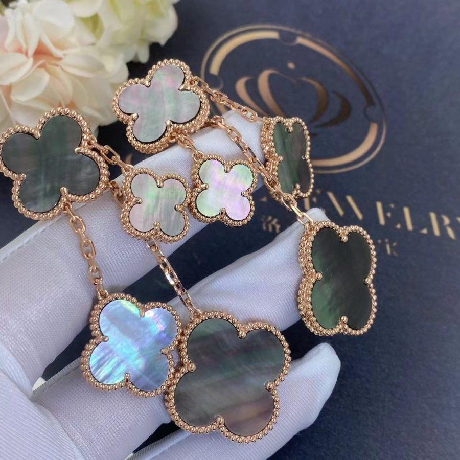 ⭐Miroze CLOVER EARRINGS DARK MOP 4 MOTIFS ROSE GOLD