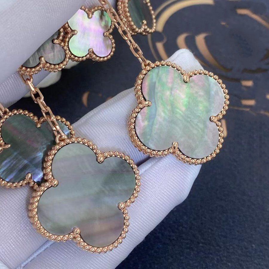 ⭐Miroze CLOVER EARRINGS DARK MOP 4 MOTIFS ROSE GOLD