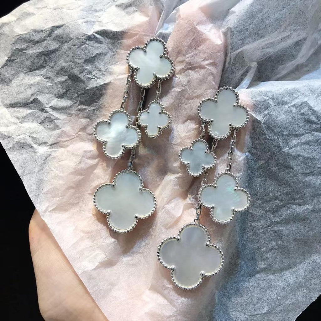 ⭐Miroze CLOVER EARRINGS WHITE MOP 4 MOTIFS SILVER