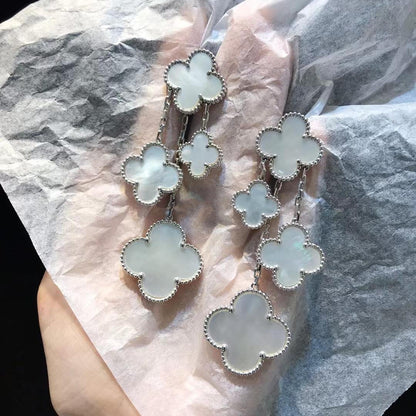 [⭐Miroze]クローバーピアス ホワイトMOP 4モチーフ シルバー