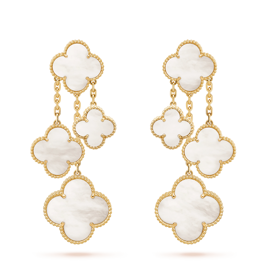 ⭐Miroze CLOVER EARRINGS WHITE MOP 4 MOTIFS GOLD