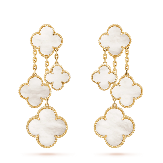 [⭐Miroze]CLOVER EARRINGS WHITE MOP 4 MOTIFS GOLD
