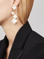 ⭐Miroze CLOVER EARRINGS WHITE MOP 4 MOTIFS GOLD