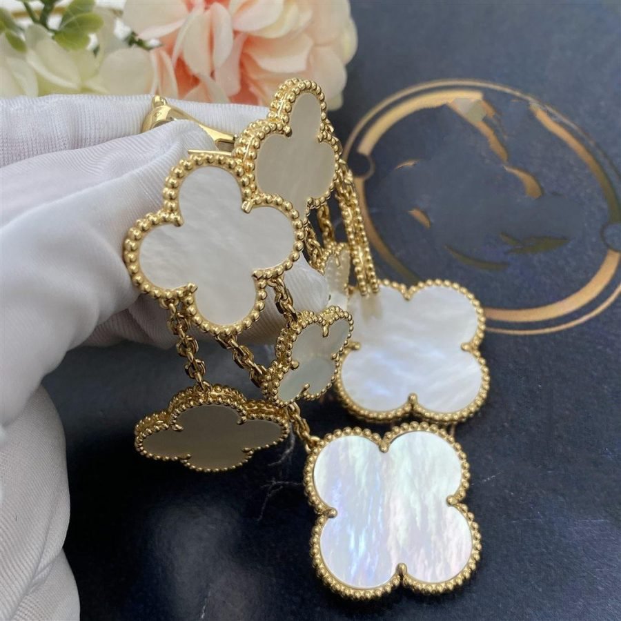 ⭐Miroze CLOVER EARRINGS WHITE MOP 4 MOTIFS GOLD