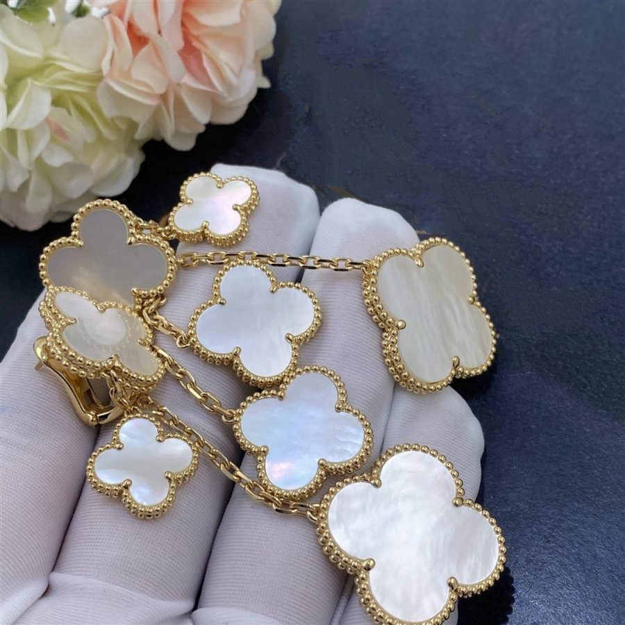 ⭐Miroze CLOVER EARRINGS WHITE MOP 4 MOTIFS GOLD
