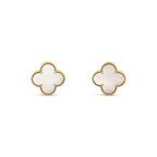 ⭐Miroze CLOVER MEDIUM 1 MOTIFS  WHITE MOP STUD EARRINGS