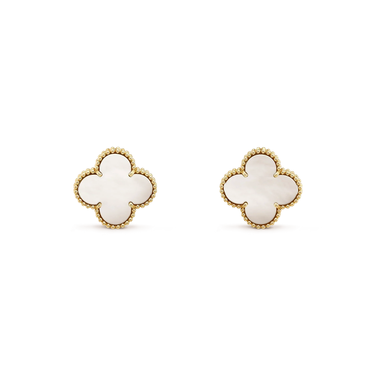 [⭐Miroze] CLOVER MEDIUM 1 MOTIFS  WHITE MOP STUD EARRINGS