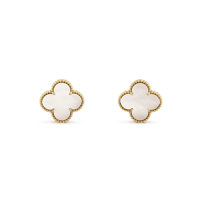 [⭐Miroze] CLOVER MEDIUM 1 MOTIFS  WHITE MOP STUD EARRINGS