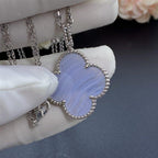 ⭐Miroze CLOVER SILVER CHALCEDONY BIG CLOVER NECKLACE