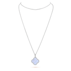 ⭐Miroze CLOVER SILVER CHALCEDONY BIG CLOVER NECKLACE