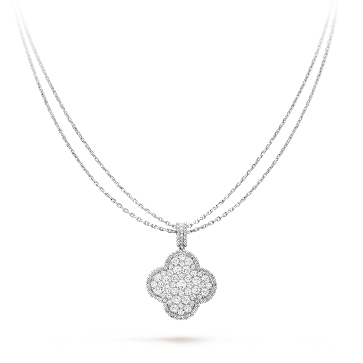 [⭐Miroze]CLOVER 25MM SILVER FULL DIAMOND BIG CLOVER NECKLACE