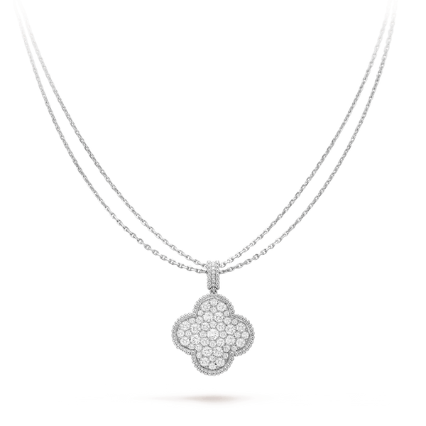 [⭐Miroze]CLOVER 25MM SILVER FULL DIAMOND BIG CLOVER NECKLACE