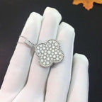 ⭐Miroze CLOVER 25MM SILVER FULL DIAMOND BIG CLOVER NECKLACE