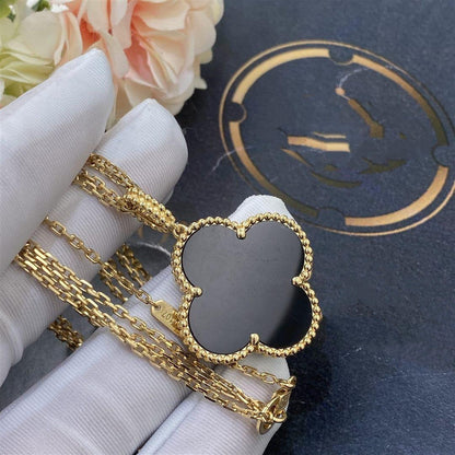 [⭐Miroze]CLOVER 25MM GOLD ONYX BIG CLOVER NECKLACE