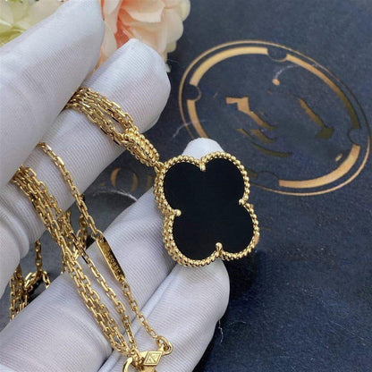 [⭐Miroze]CLOVER 25MM GOLD ONYX BIG CLOVER NECKLACE
