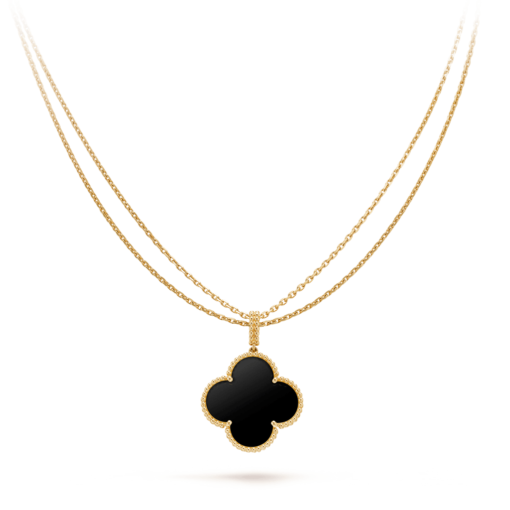 ⭐Miroze CLOVER 25MM GOLD ONYX BIG CLOVER NECKLACE