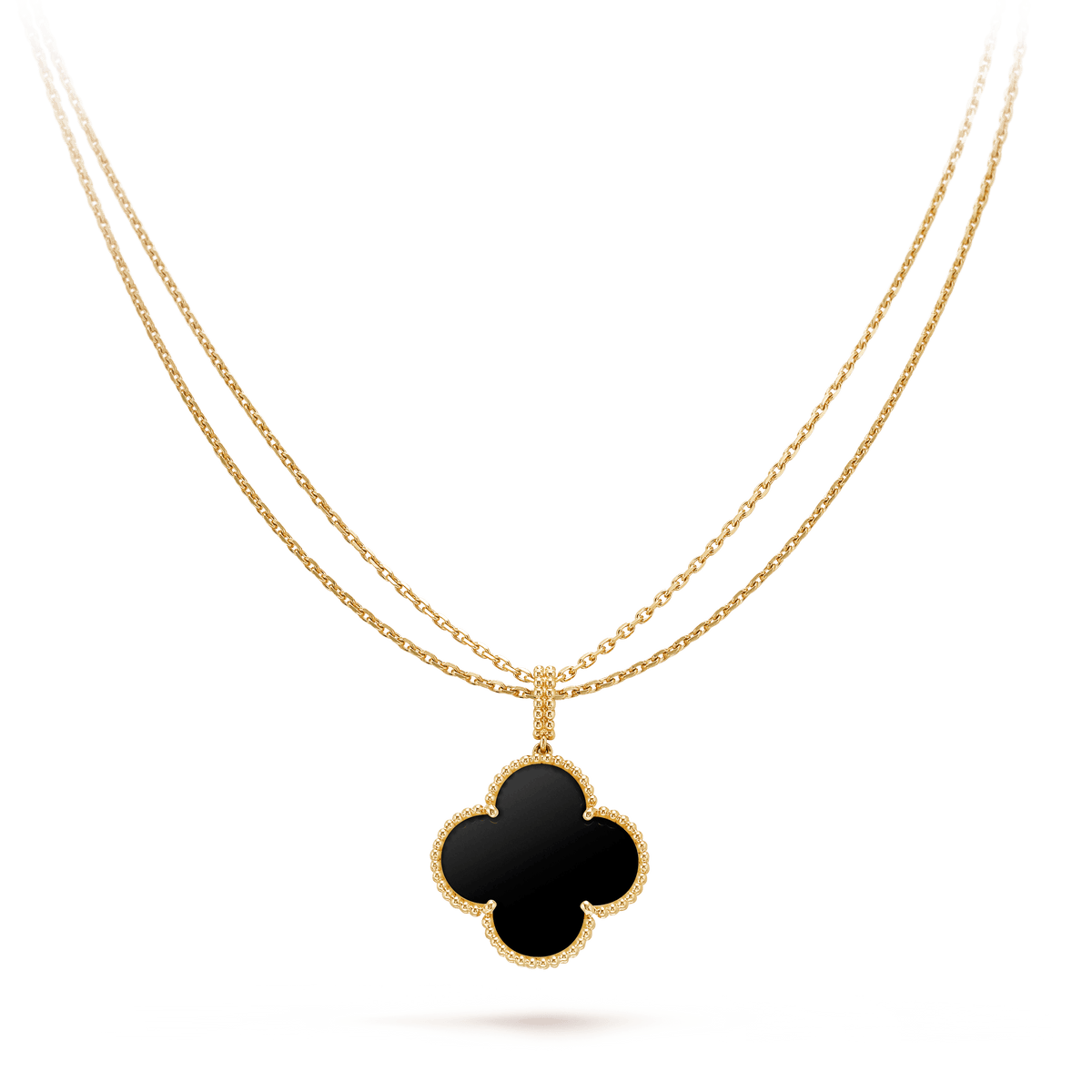 [⭐Miroze]CLOVER 25MM GOLD ONYX BIG CLOVER NECKLACE