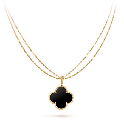 [⭐Miroze]CLOVER 25MM GOLD ONYX BIG CLOVER NECKLACE