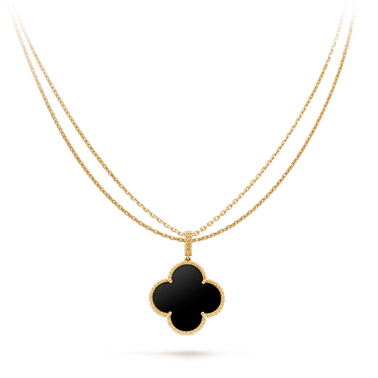 [⭐Miroze]CLOVER 25MM GOLD ONYX BIG CLOVER NECKLACE