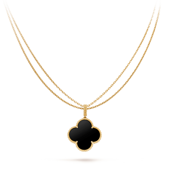 [⭐Miroze]CLOVER 25MM GOLD ONYX BIG CLOVER NECKLACE