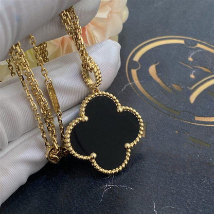 [⭐Miroze]CLOVER 25MM GOLD ONYX BIG CLOVER NECKLACE