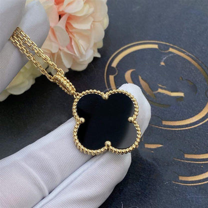 [⭐Miroze]CLOVER 25MM GOLD ONYX BIG CLOVER NECKLACE