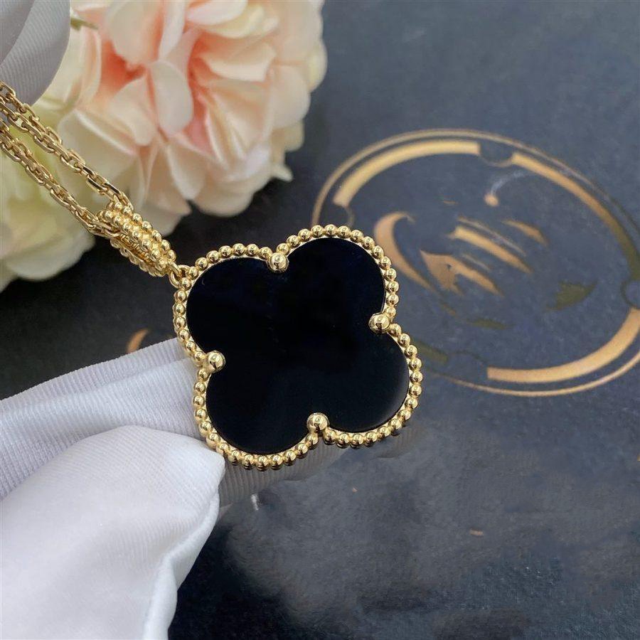 ⭐Miroze CLOVER 25MM GOLD ONYX BIG CLOVER NECKLACE