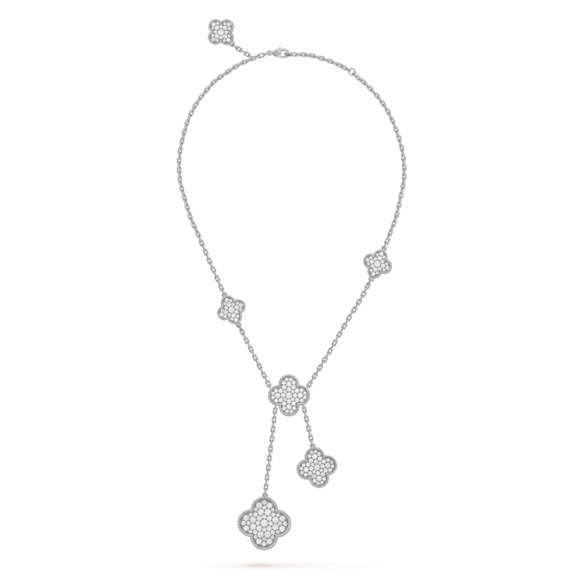 ⭐Miroze CLOVER 5 MOTIFS SILVER DIAMONDS NECKLACE