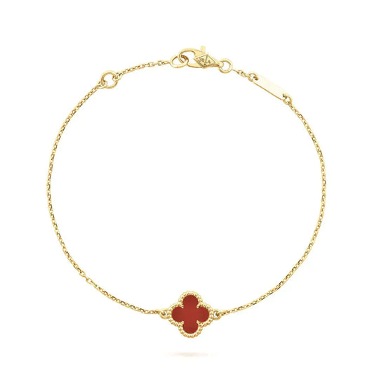 [⭐Miroze]CLOVER  CARNELIAN SINGLE FLOWER BRACELET
