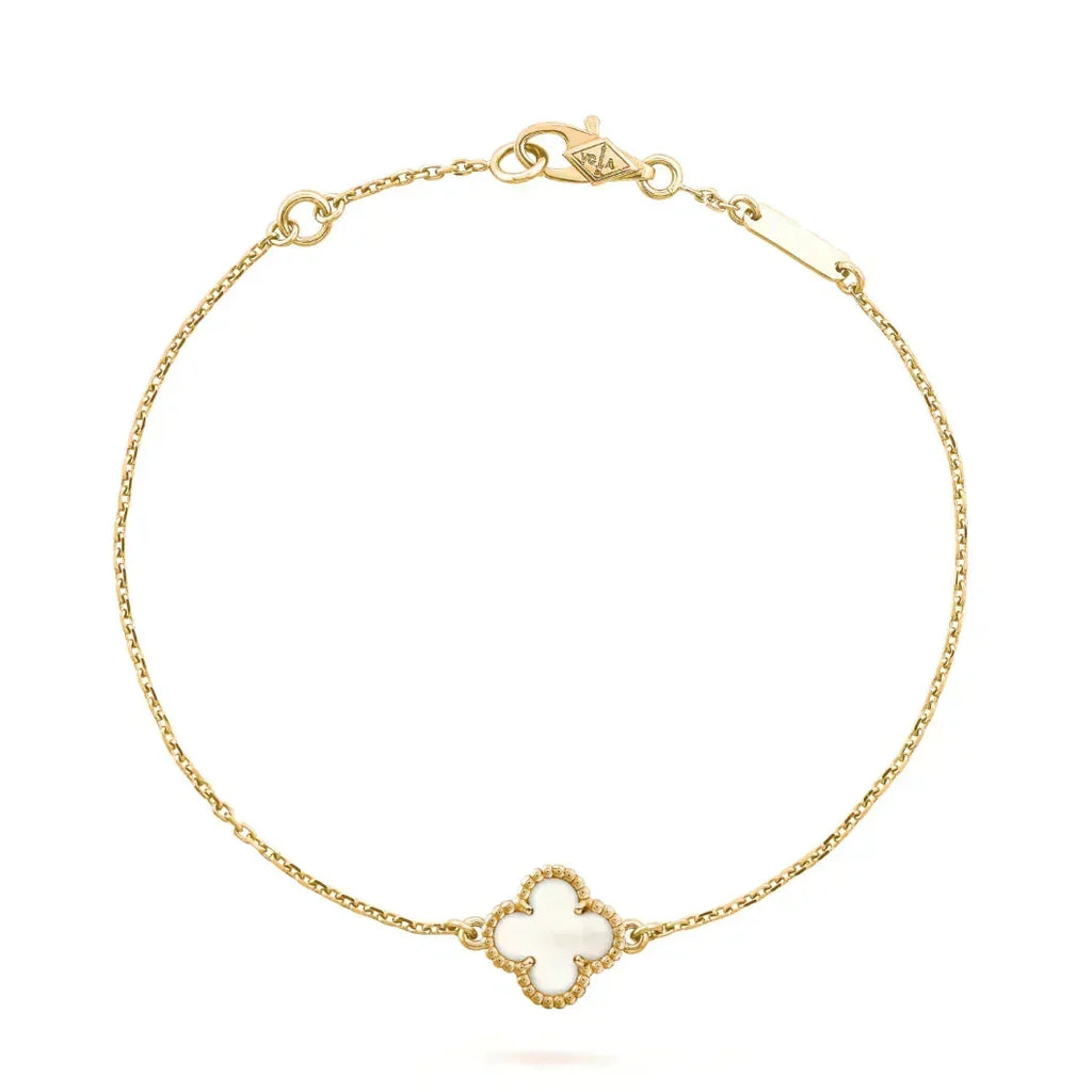 ⭐Miroze CLOVER WHITE MOP SINGLE FLOWER BRACELET