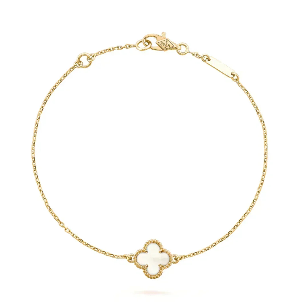 ⭐Miroze CLOVER WHITE MOP SINGLE FLOWER BRACELET