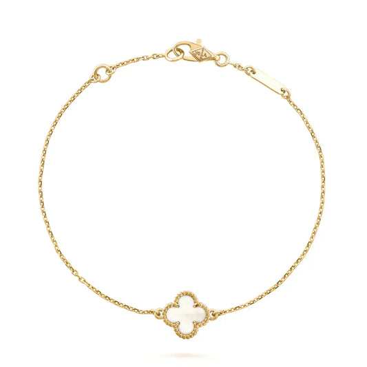 [⭐Miroze]CLOVER WHITE MOP SINGLE FLOWER BRACELET