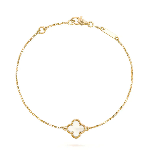 [⭐Miroze]CLOVER WHITE MOP SINGLE FLOWER BRACELET