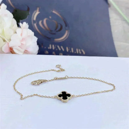 [⭐Miroze]CLOVER ONYX SINGLE FLOWER BRACELET
